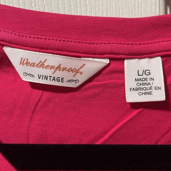 Women's New 3/4 Sleeve T-Shirt V-Neck Bright Pink Weatherproof Vintage Large - Picture 3 of 6